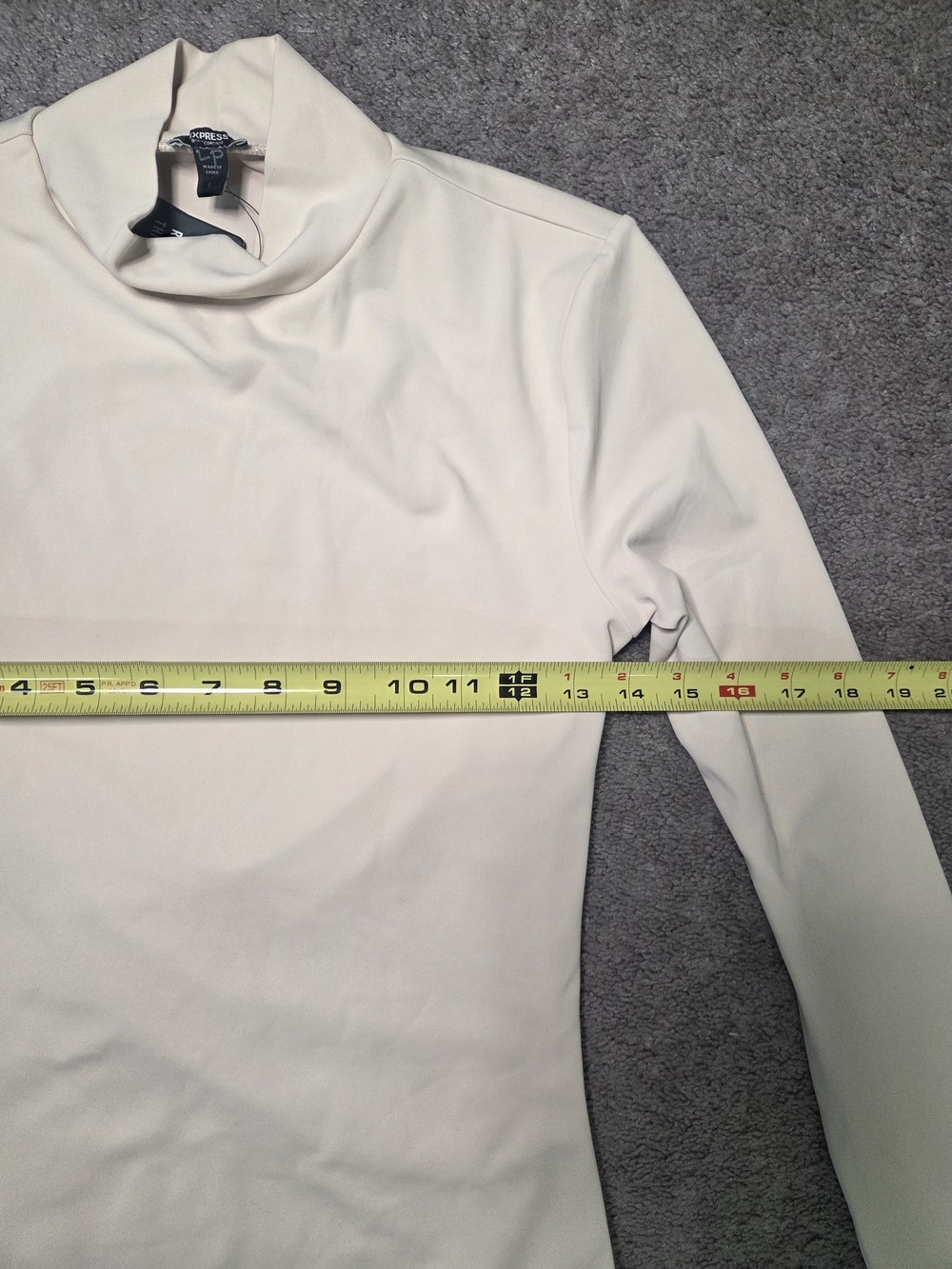 Express Long Sleeve Mock Neck Bodysuit in Light Beige - Picture 5 of 6